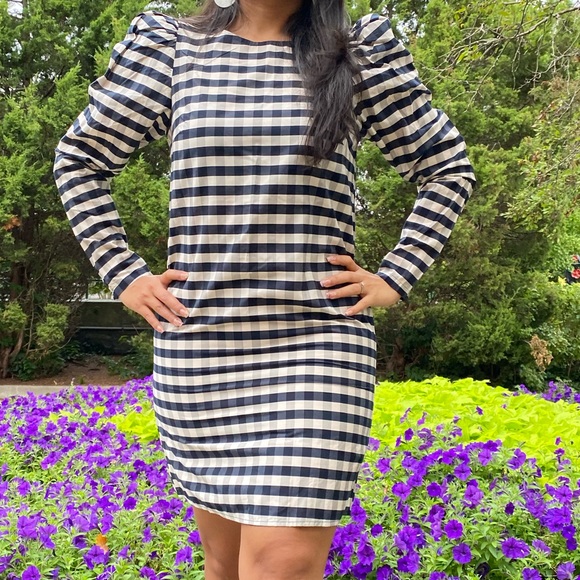 Blue gingham shift midi dress - Picture 2 of 2